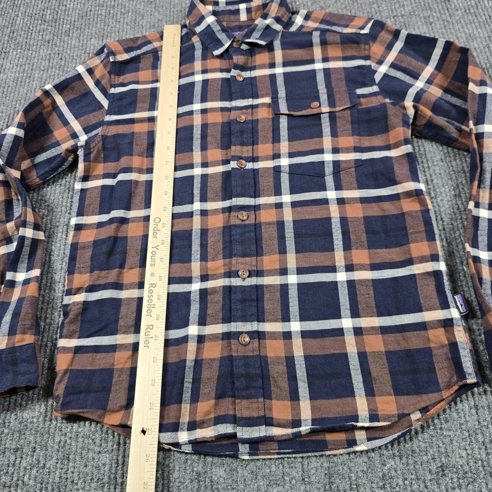 Patagonia Shirt Mens XS Blue Brown Plaid Flannel Long Sleeve Button Up Organic - Picture 7 of 9